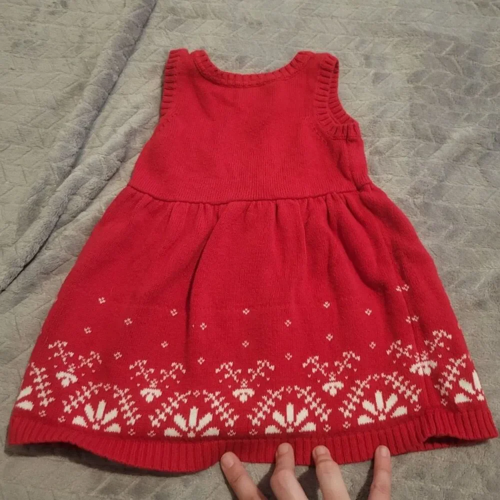 Carter's Just One You Red Sweater Dress & Polka Dot Reindeer Footed Pajamas 9M